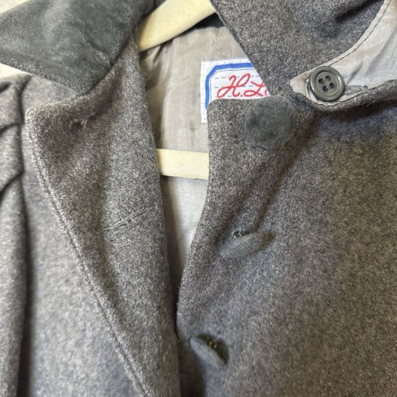 Wool Winter Coat Girls 6 Grey Overcoat Princess Puff Shoulder Hooded H Lans VTG - Picture 11 of 14